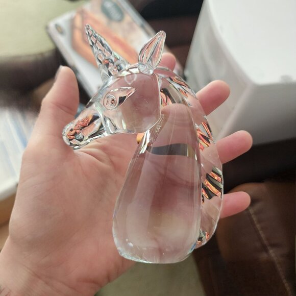 Unicorn Figurine Large Glass Paperweight Mythical Decor Whimsical Art Figure 6½" - Picture 6 of 10